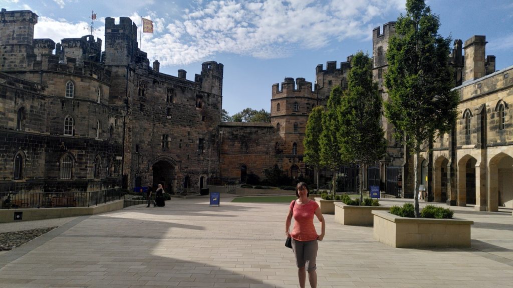 Clare in Lancaster Castle Courtyard