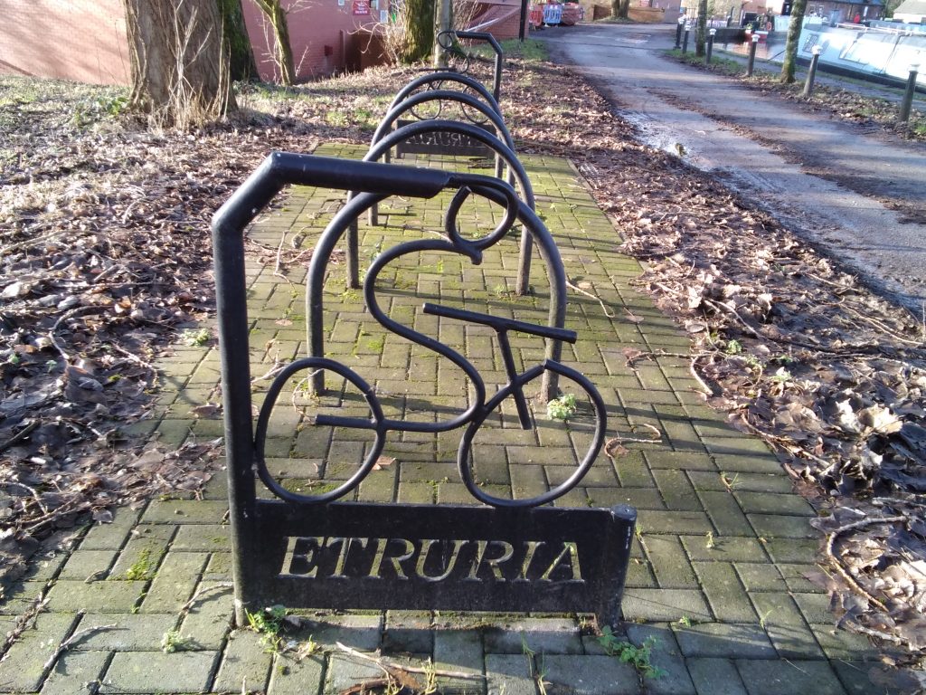 Bike statue on a bike rack
