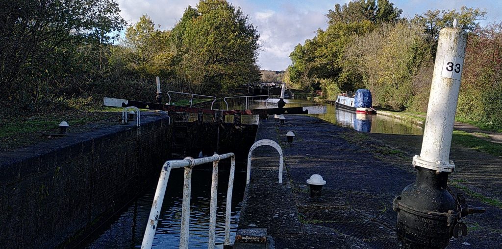 Open lock with Hatton Flight in the distance.